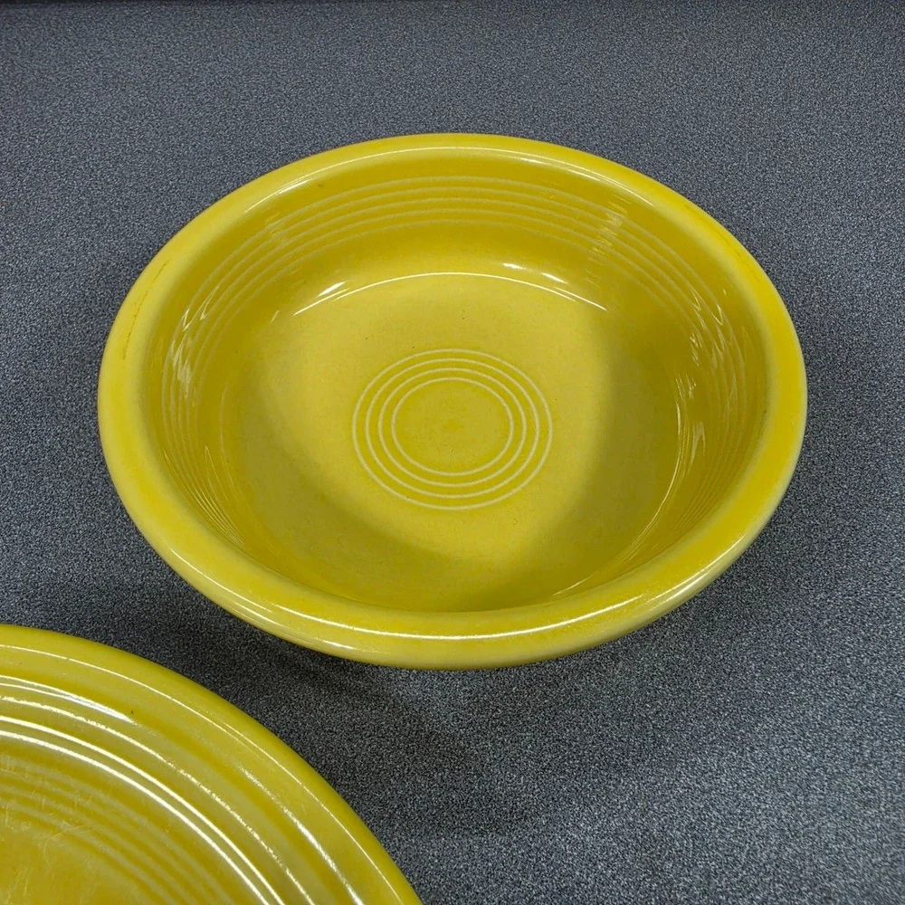 Fiestaware 3 Piece Dinnerware Set Sunflower Yellow Plates and Bowl Excellent
